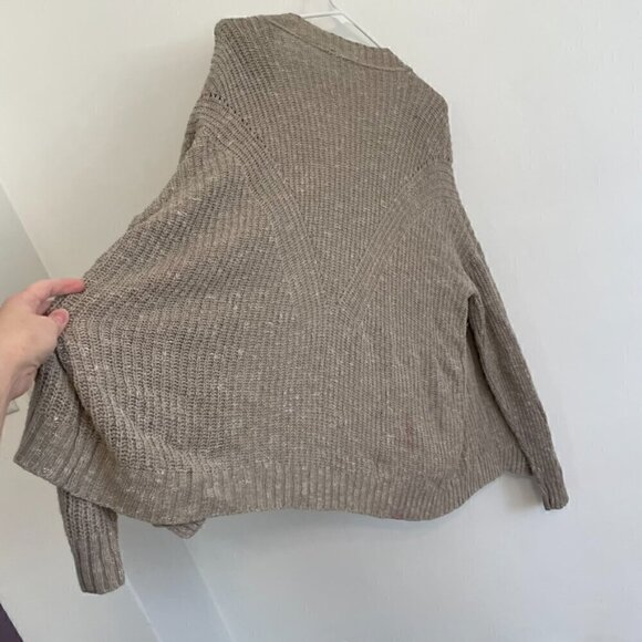 MAURICES Taupe Tan Brown Chunky Knit Notch / Split Neck Open Cardigan Sweater XL - Picture 16 of 16